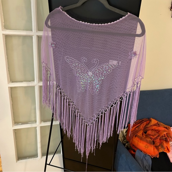 Lavender Butterfly Poncho Top - Picture 1 of 2